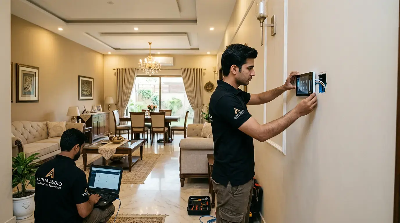 Alpha Audio AV consultant team working with architects in Pakistan